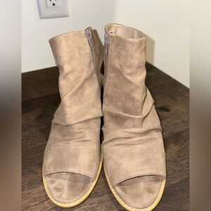 White Mountain Taupe Peep-Toe Ankle Booties